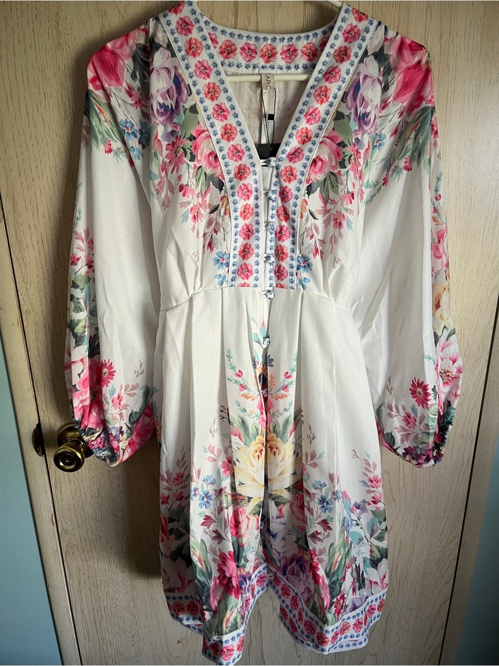 Karolina Boutique Floral Feminine Belted Dress Cottagecore Sz Large - Picture 10 of 16